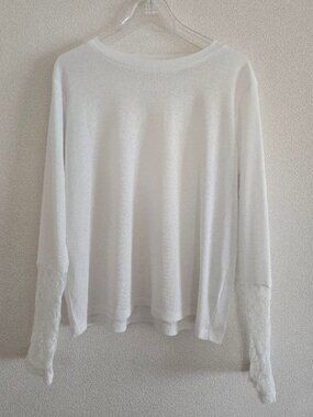 Mariae Sleeve Lace Sheer Pullover White